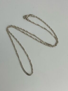 Vtg 925 Sterling Silver Singapore Twist Chain Necklace